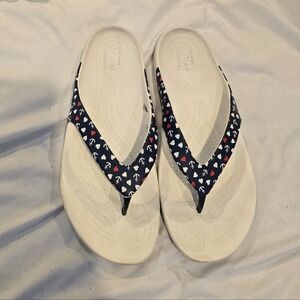 Crocs Womens Kadee II Flip Flops White Anchor Print Size 8